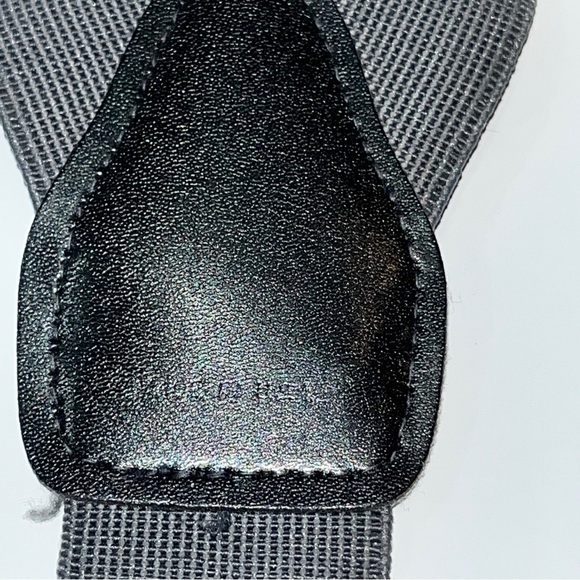 PELICAN DARK GRAY SUSPENDERS, BLACK leather Button straps, Brass Clips MEN’s USA - Picture 4 of 12